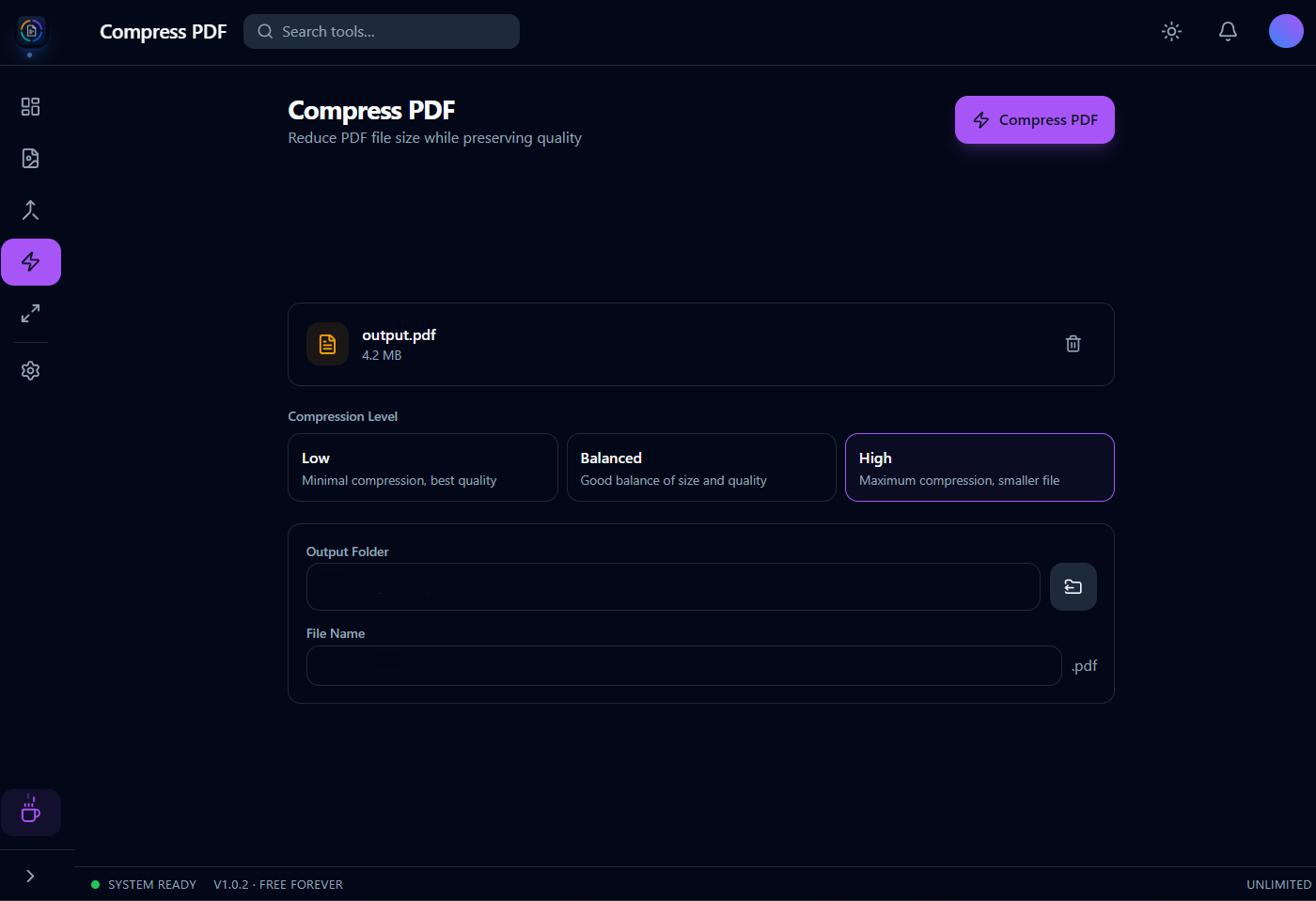 Orenvo PDF compress view