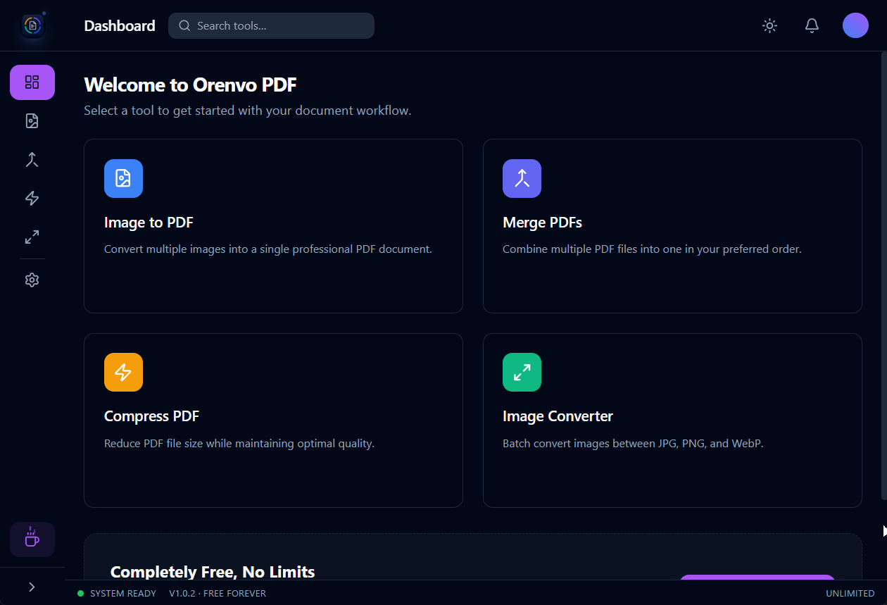 Orenvo PDF dashboard