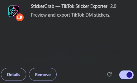StickerGrab browser extension listing